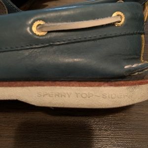A teal colour Sperry top sider